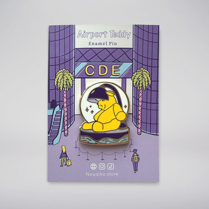 Airport Teddy Enamel Pin